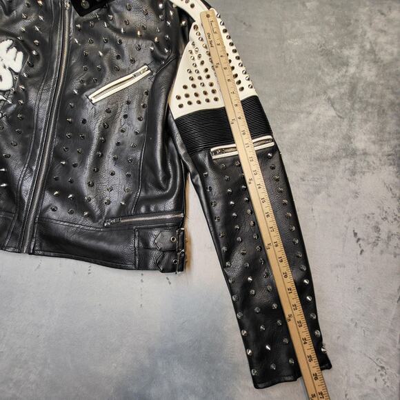 Azalea Wang Jacket Womens 2XL Black White Savages Studded Moto Biker Tiger Patch - Picture 8 of 12